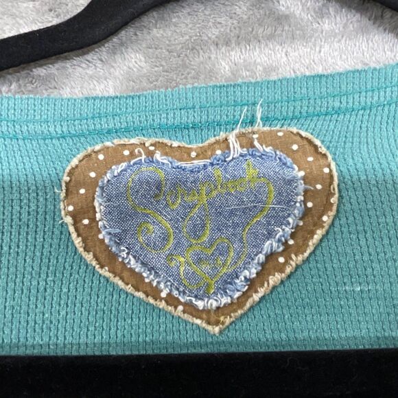 90’s Y2K style Thermal waffle top size XS Teal Paisley alternative vamp. Diaries - Picture 2 of 10